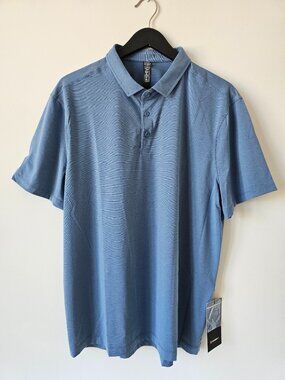 NWT LULULEMON WSDN Washed Denim Blue Evolution SS Polo Top Golf Shirt Men's XXL